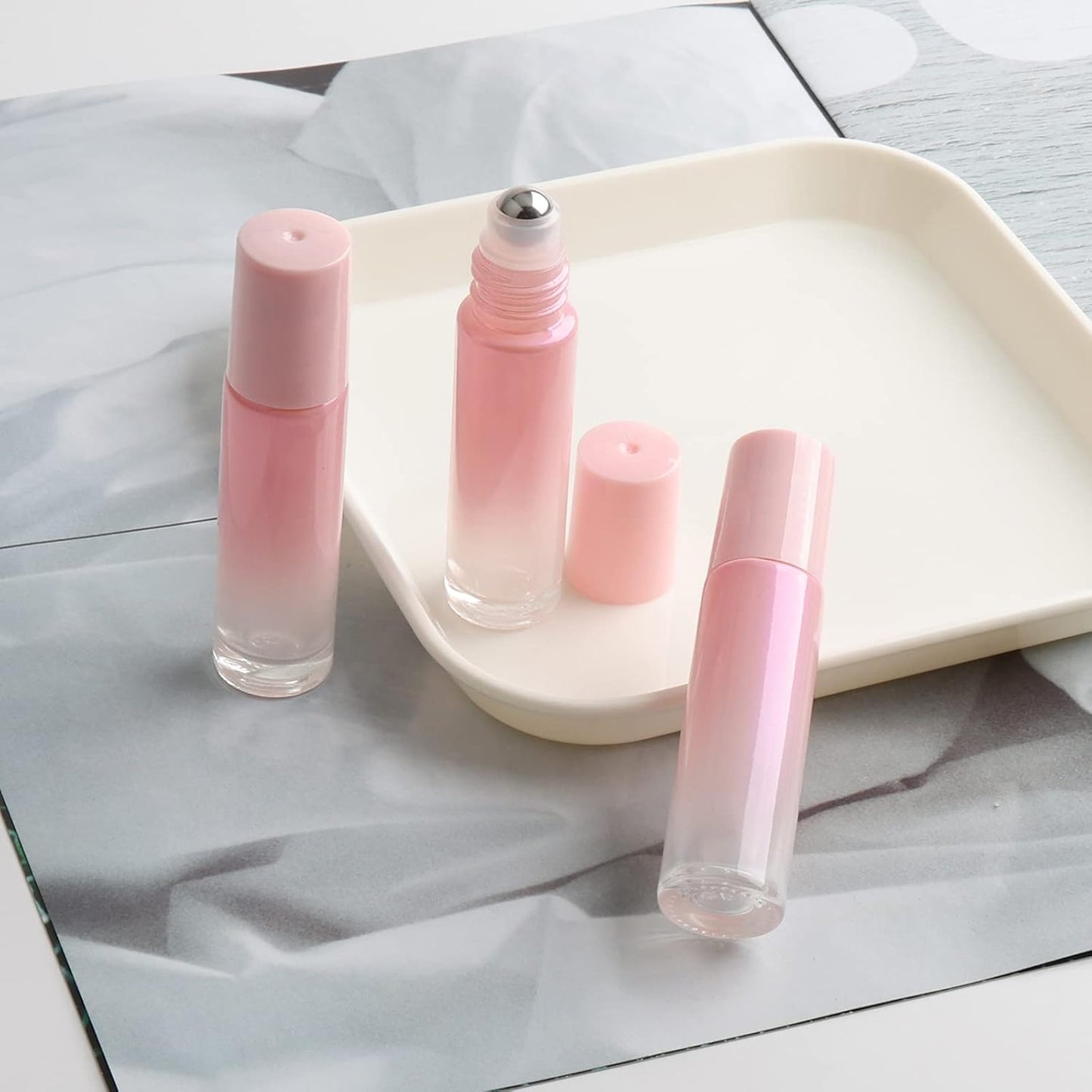 42pcs Roller Bottle Set - 10mL Refillable Roll-On Bottles with Stainless Steel Roller Balls & Funnels | Perfect for Travel, Perfume & Lip Gloss