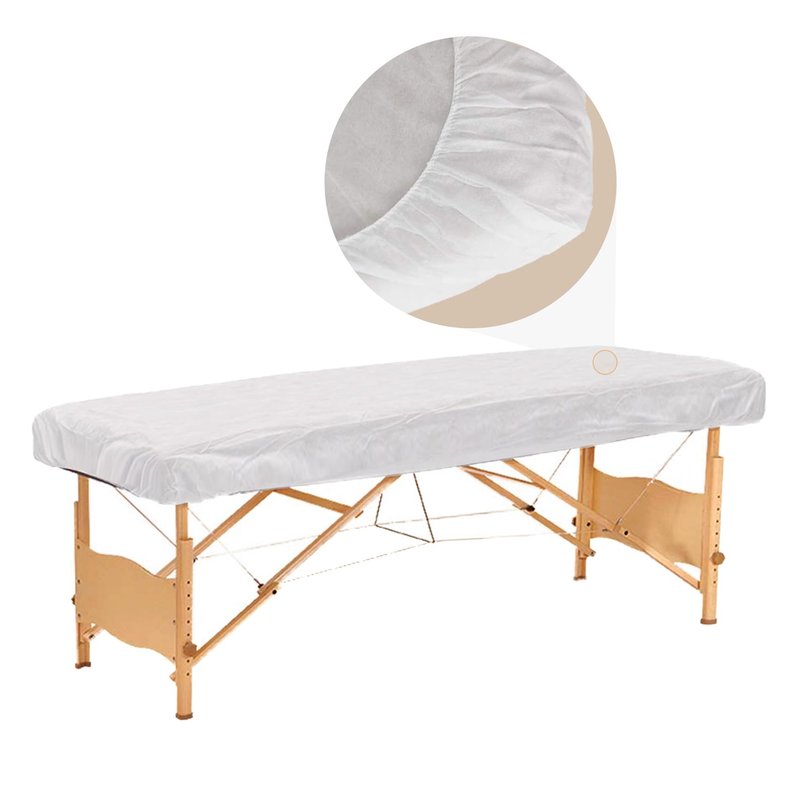 Tvvcalk 50PCS Disposable Fitted Massage Table Sheets, Heavy Duty Elastic Disposable Bed Cover, Breathable Disposable Fitted Sheets for Spa White Non Woven Fabric 36 x 85 Inch