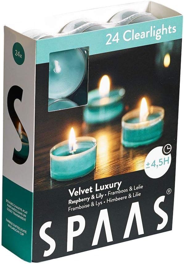 Morning Breeze Scented Tealights - Spaas 24 Clear Cup Candles, 4.5 Hour Burn Time