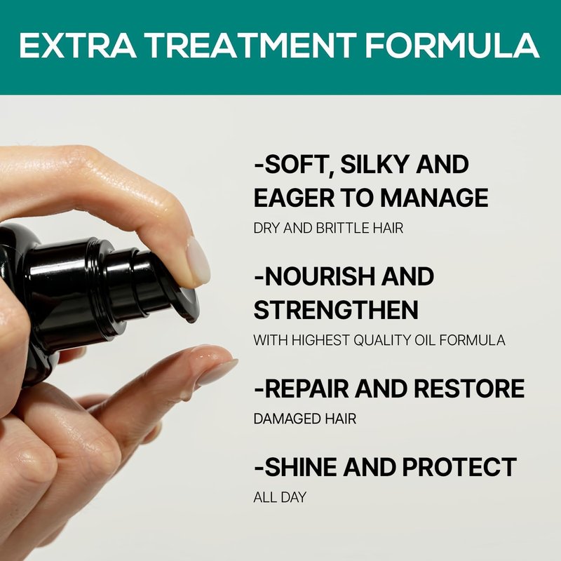 Organic Hair Treatment Oil - 3.4 fl oz Pure Cold Pressed Oil for All Hair Types | Repairs, Hydrates & Adds Shine
