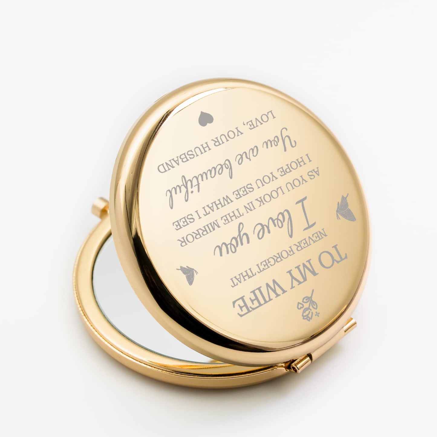 Yountown Gifts for Wife I Love You Wife Gold Compact Mirror