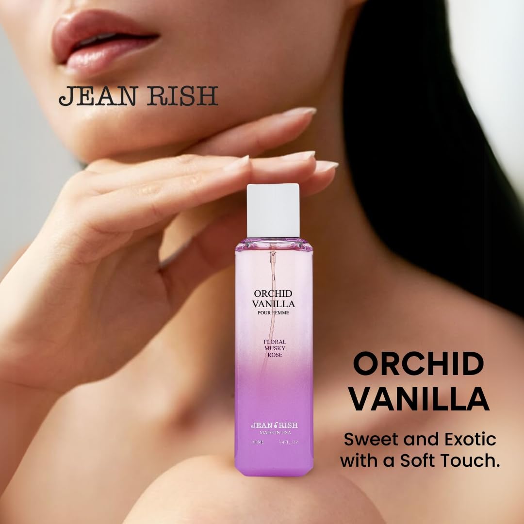 Jean Rish Orchid Vanilla Perfume for Women Eau De Parfum, Long-Lasting Luxury Fragrance, Made In USA - Jasmine, Vanilla, Rose, Musk Scent - 100ml / 3.4 oz
