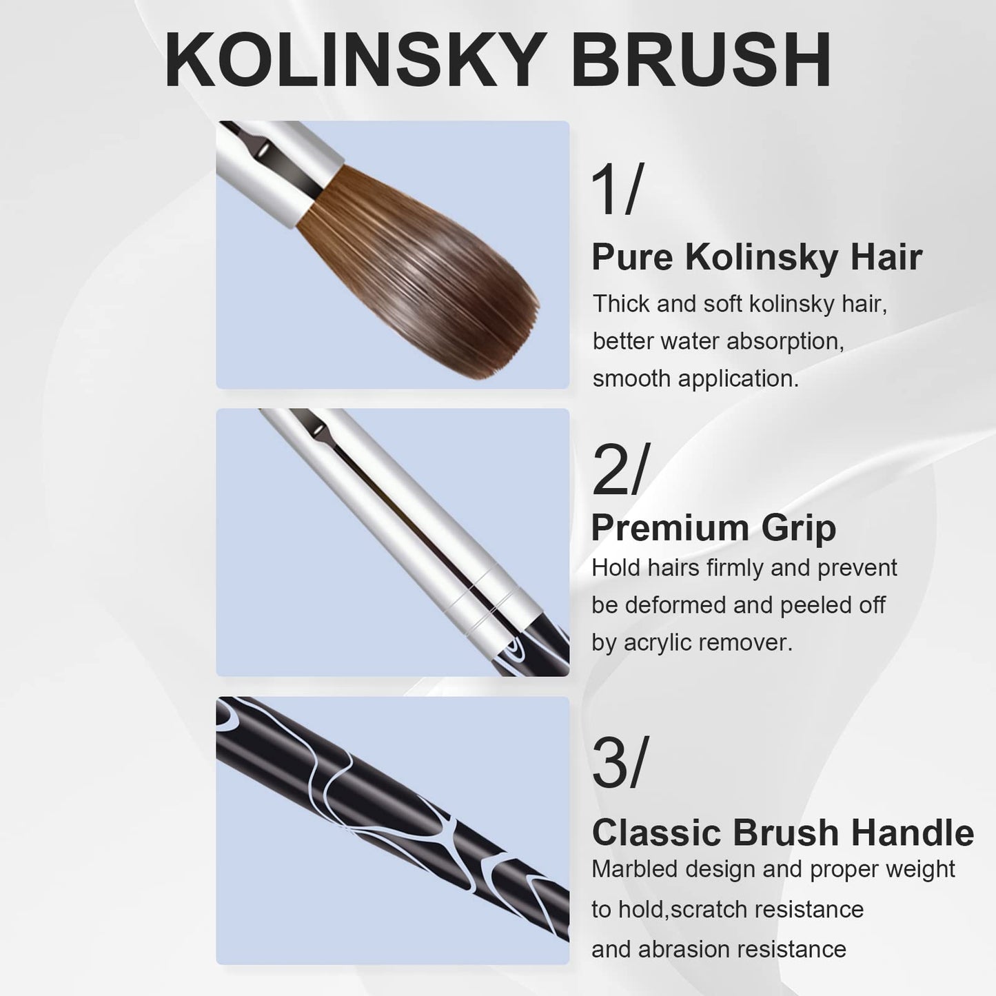 Shine Chance 2Pcs Acrylic Nail Art Brushes Size 8 10, 100% Pure Kolinsky Hair Oval Nail Brush for Acrylic Application, Professional Nail Extension Manicure Tool Striping Nail Drawing Pen for Home