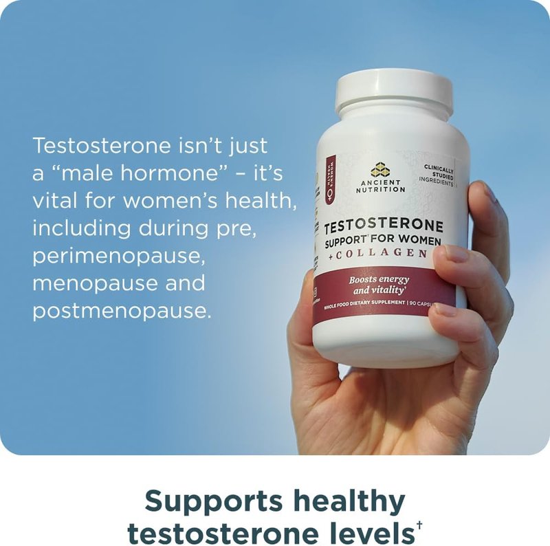 Testosterone Support Supplement - Hydrolyzed Collagen Peptides for Female Hormone Balance | 90 Capsules
