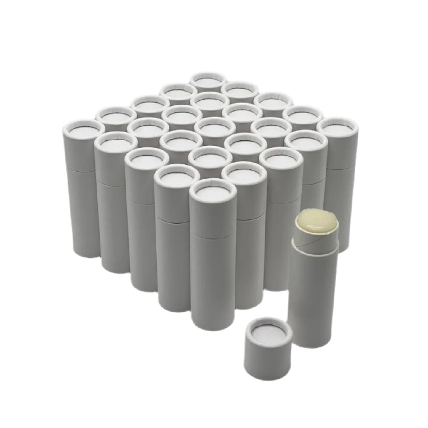 GreenWay 0.3oz / 8.5g Kraft Paperboard Lip Balm Tubes with Lids - 25 Pack Lip Gloss Tubes Refillable DIY Cosmetic Containers - Lip Balm Containers Chapstick Empty Holder - White