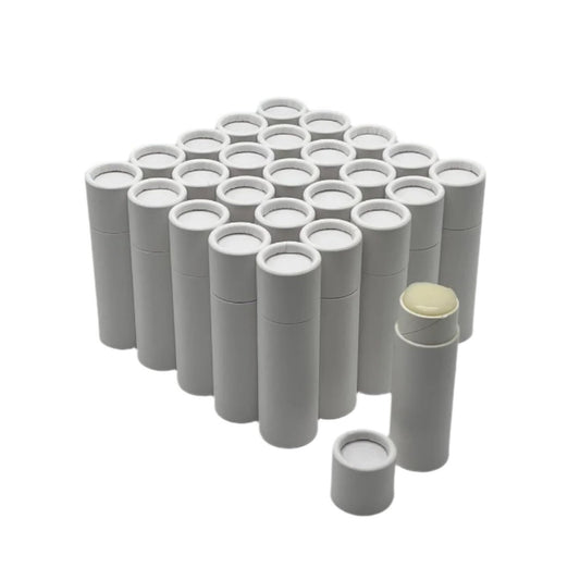 GreenWay 0.3oz / 8.5g Kraft Paperboard Lip Balm Tubes with Lids - 25 Pack Lip Gloss Tubes Refillable DIY Cosmetic Containers - Lip Balm Containers Chapstick Empty Holder - White