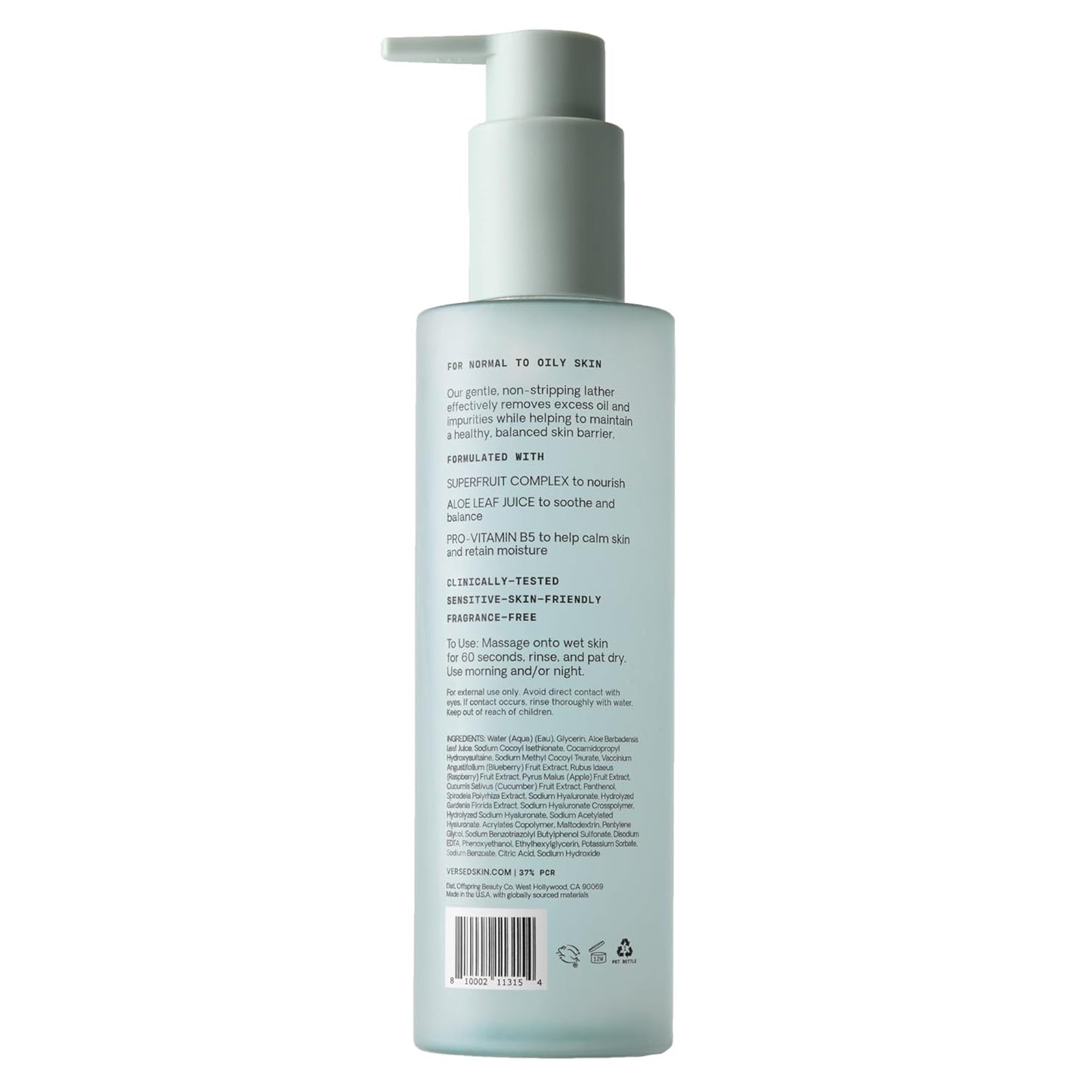 Versed Daily Antioxidant Gentle Face Cleanser - Moisturizing Gel Wash for Sensitive Skin | 6 Fl Oz