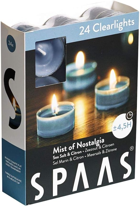 Morning Breeze Scented Tealights - Spaas 24 Clear Cup Candles, 4.5 Hour Burn Time