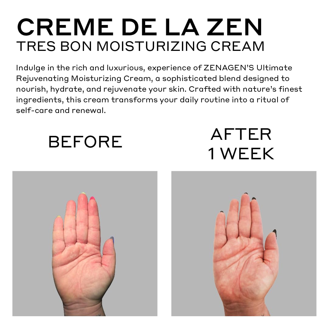 Zenagen Creme De La Zen Hydrating Hand Cream | Anti Aging Repair Cream, Ultra Restorative Formula, 3.4 Fl Oz