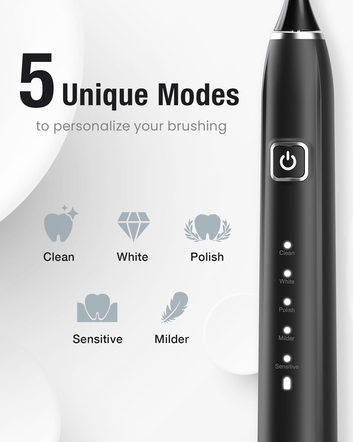 7AM2M Sonic Electric Toothbrush with 6 Brush Heads for Adults&Kids, One Charge for 120 Days, USB-C Charge, 5 Modes, 40000VPM Powered Toothbrush (Black)