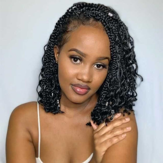 12inch Goddess Box Braids Crochet Hair Box Braids Crochet Hair For Black Women Pre Looped Crochet Hair with Curly Ends Bohemian Crochet Box Braids Crochet Hair(12inch(Pack of 7), T350)