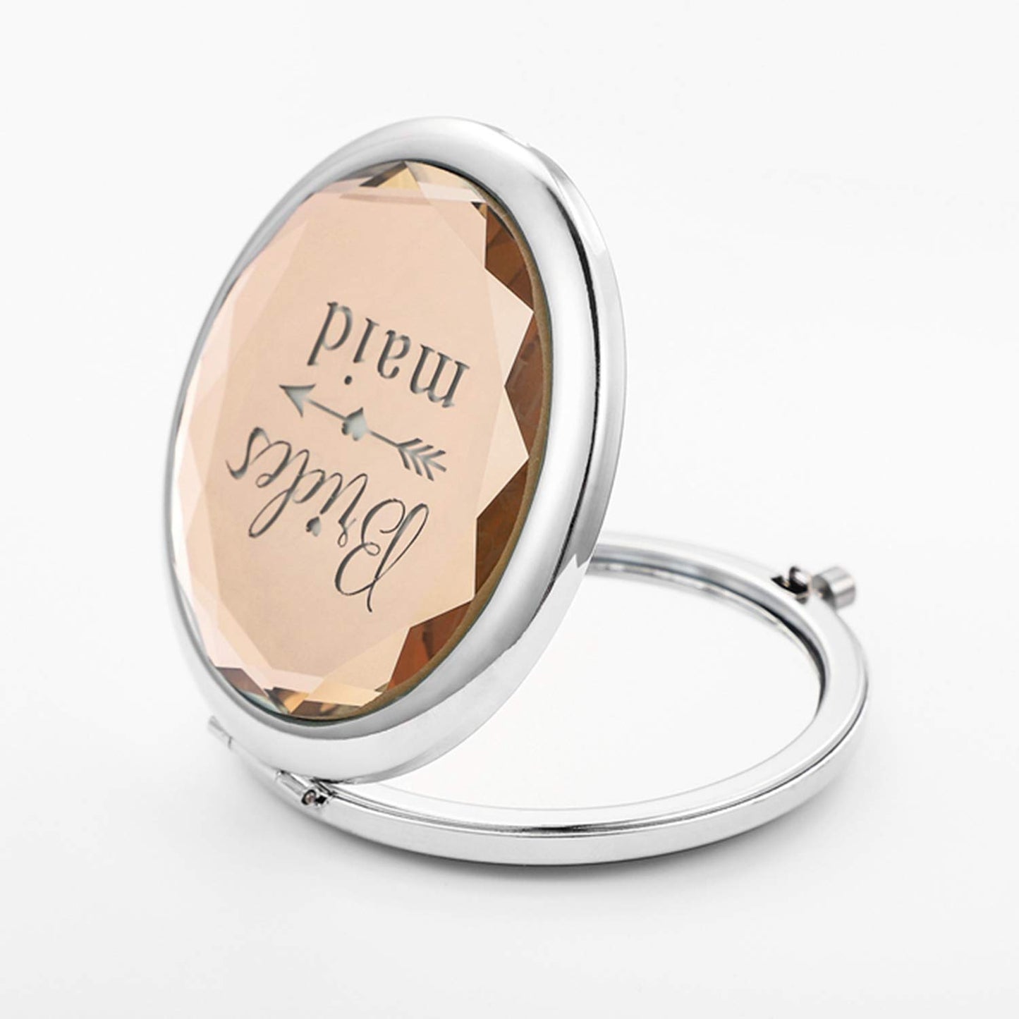 SFHMTL Compact Pocket Makeup Mirrors Set - 9 Piece Wedding Gifts: Bride, Maid of Honor, Matron of Honor & 6 Bridesmaid Mirrors - Champagne