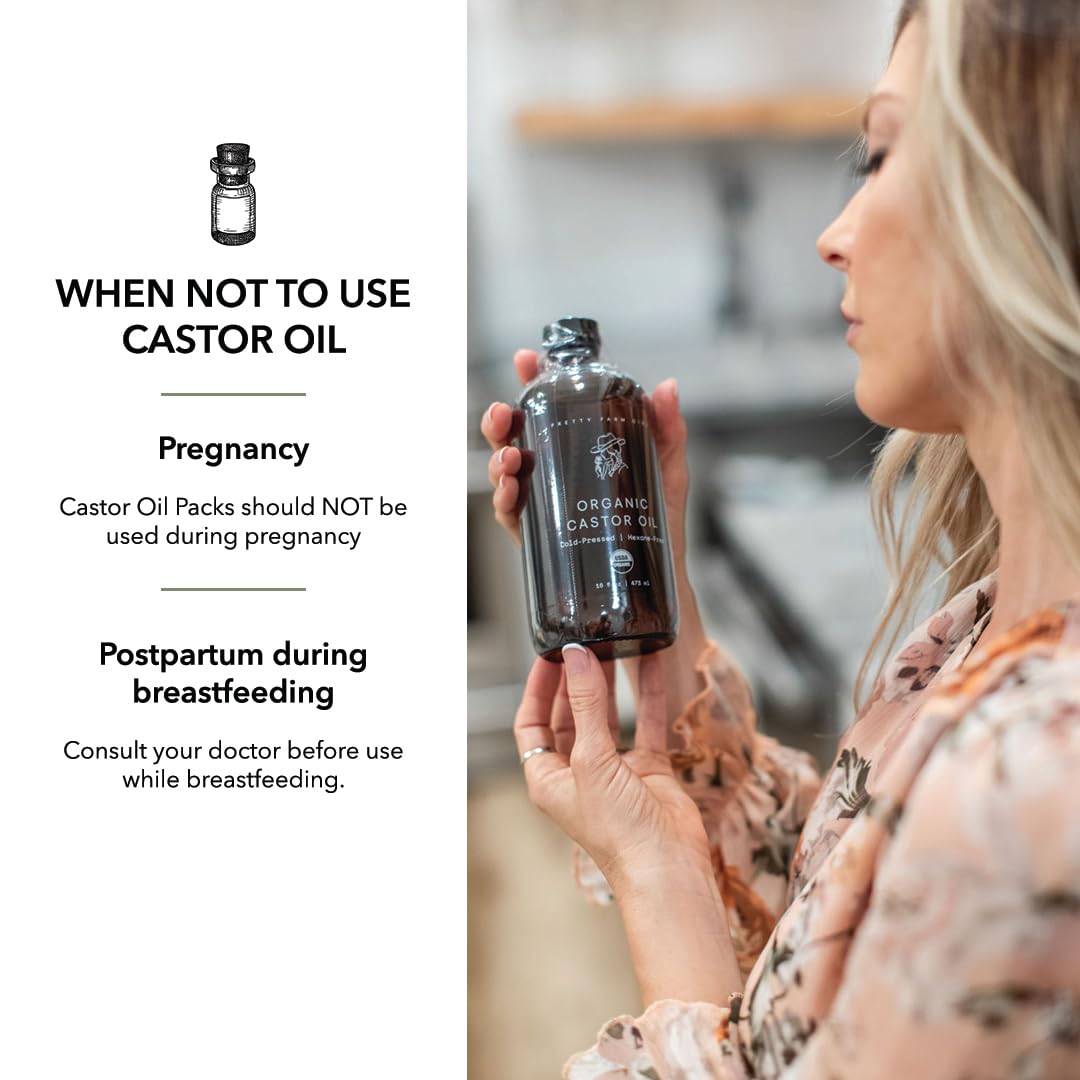 Pretty farm girl Pure Organic Castor Oil - Cold-Pressed & Hexane-Free - 100% Pure - Amber Glass Bottle - All Skin & Hair Types