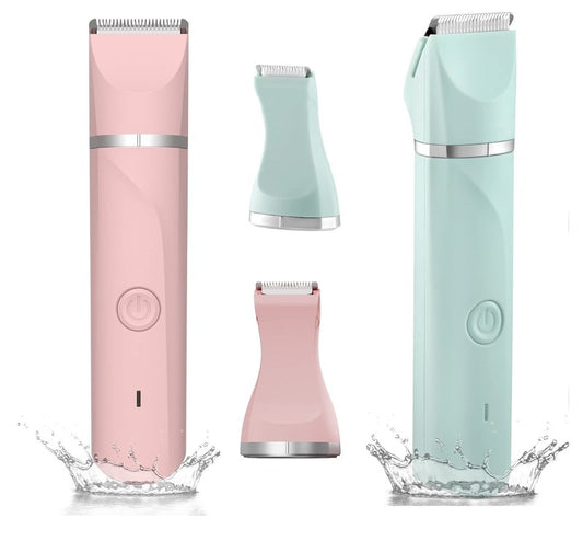 AREYZIN Women's Body Grooming Duo Pack: Matching Electric Bikini & Body Shaver Set (Green & Pink)