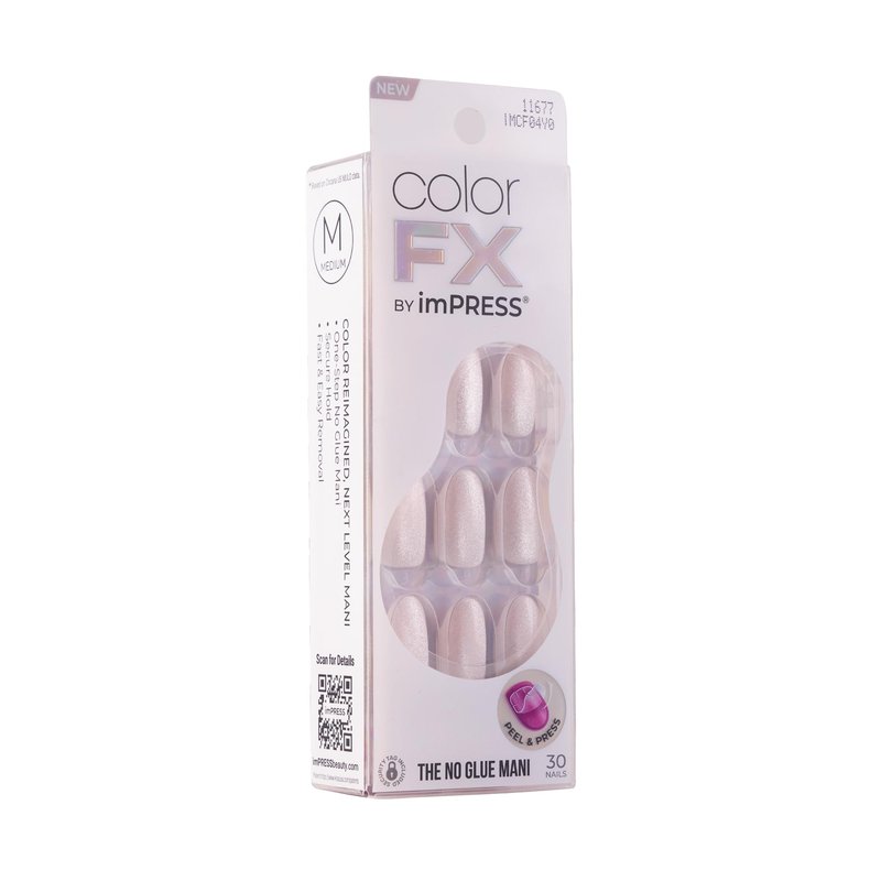 KISS Impress Color FX No Glue Mani 30 Pcs Press on Nails, Medium False Nails, Metallic Chrome & Cat Eye, Peel & Press, Hassle-Free Removal, Includes Manicure Stick, Prep Pad & File (Focus, Medium)