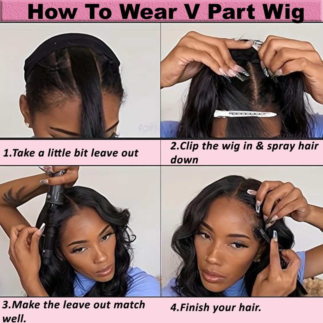 draconenee V Part Wig Human Hair 12 inch Upgrade U Part Wigs Body Wave for Black Women Beginner Friendly No Sew In and No Leave Out Glueless Brazilian Virgin Hair Wig Natural Black Color 180% Density