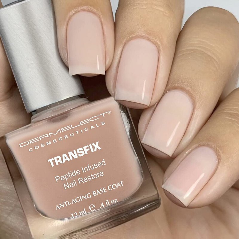 Dermelect Transfix Nail Restore Base Coat | Strengthening Protein Peptides Treatment for Weak, Peeling Nails - 0.4 oz