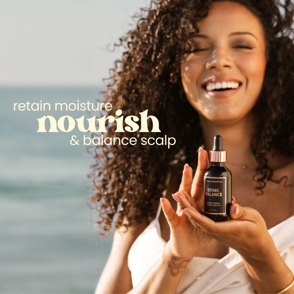 Beachwaver Co. Organic Argan & Marula Hair Oil Treatment - Vegan, Fragrance-Free | 2 Oz, 5 Natural Ingredients