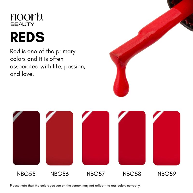 noorb beauty Red Gel Polish, Natural Odorless Gel Nail Polish with Organic Pigments, Soak Off UV Gel Nail Polish Colors in Red