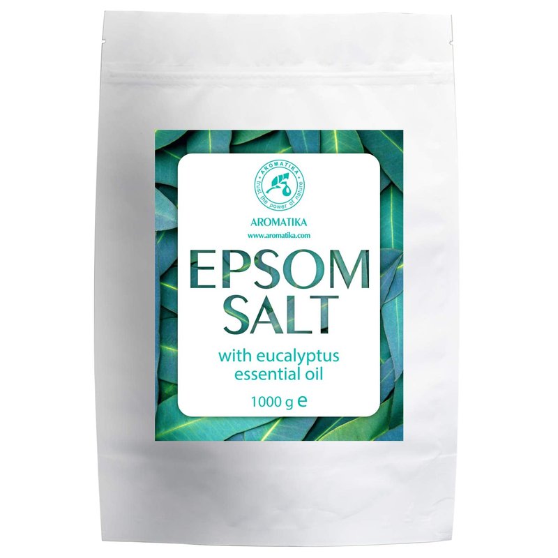 Epsom Bath Salt Eucalyptus 35Oz / 1kg with Eucalyptus Essential Oil - 100% Pure Epsom Salts - Magnesium Sulphate Crystals & Eucalyptus - Skin Care - Relaxation - Good Sleep