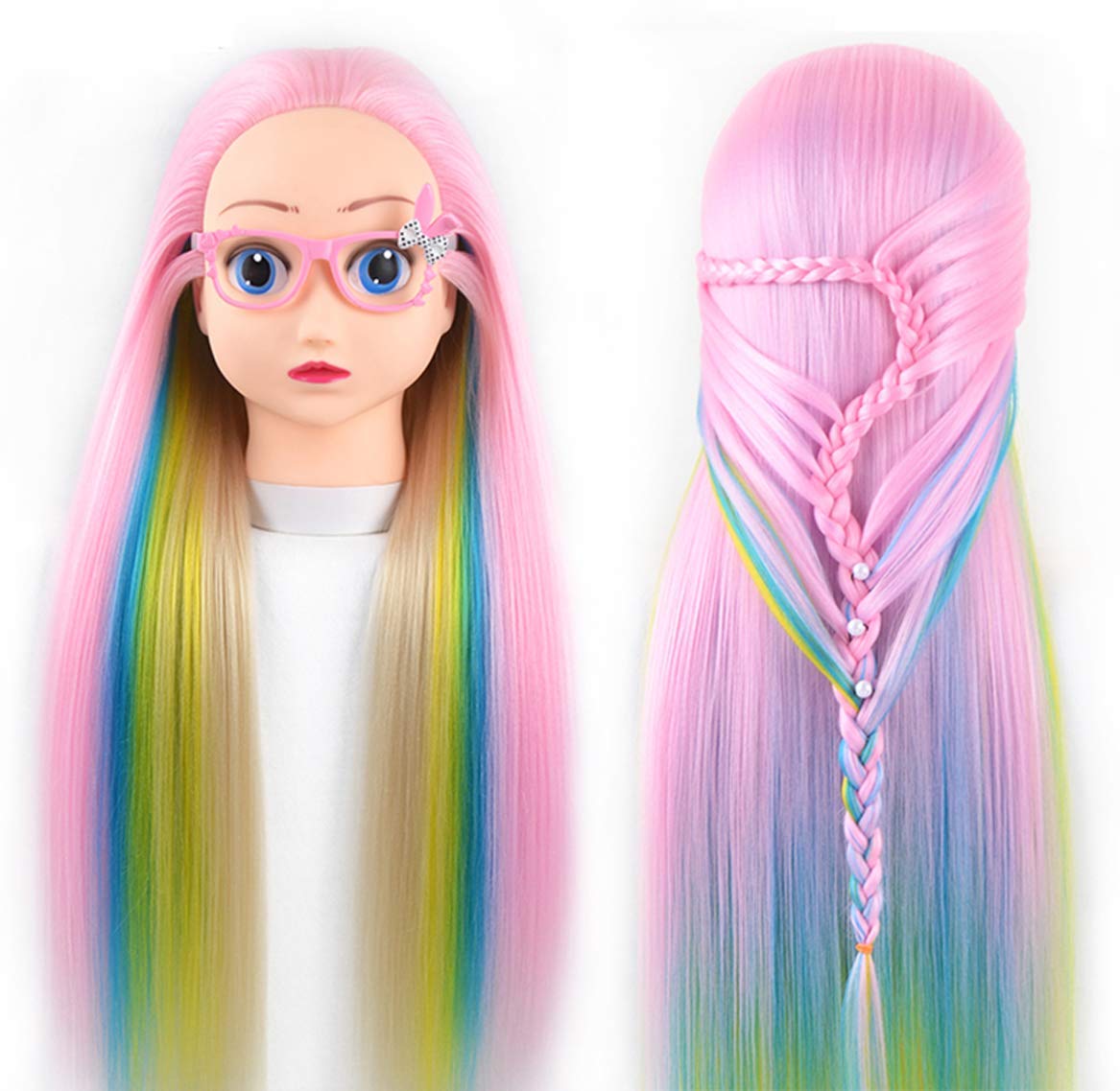 Doll Mannequin Head for Braiding Hair-26", Mannequin Head Stand Desk Table Clamp Tripod Holder