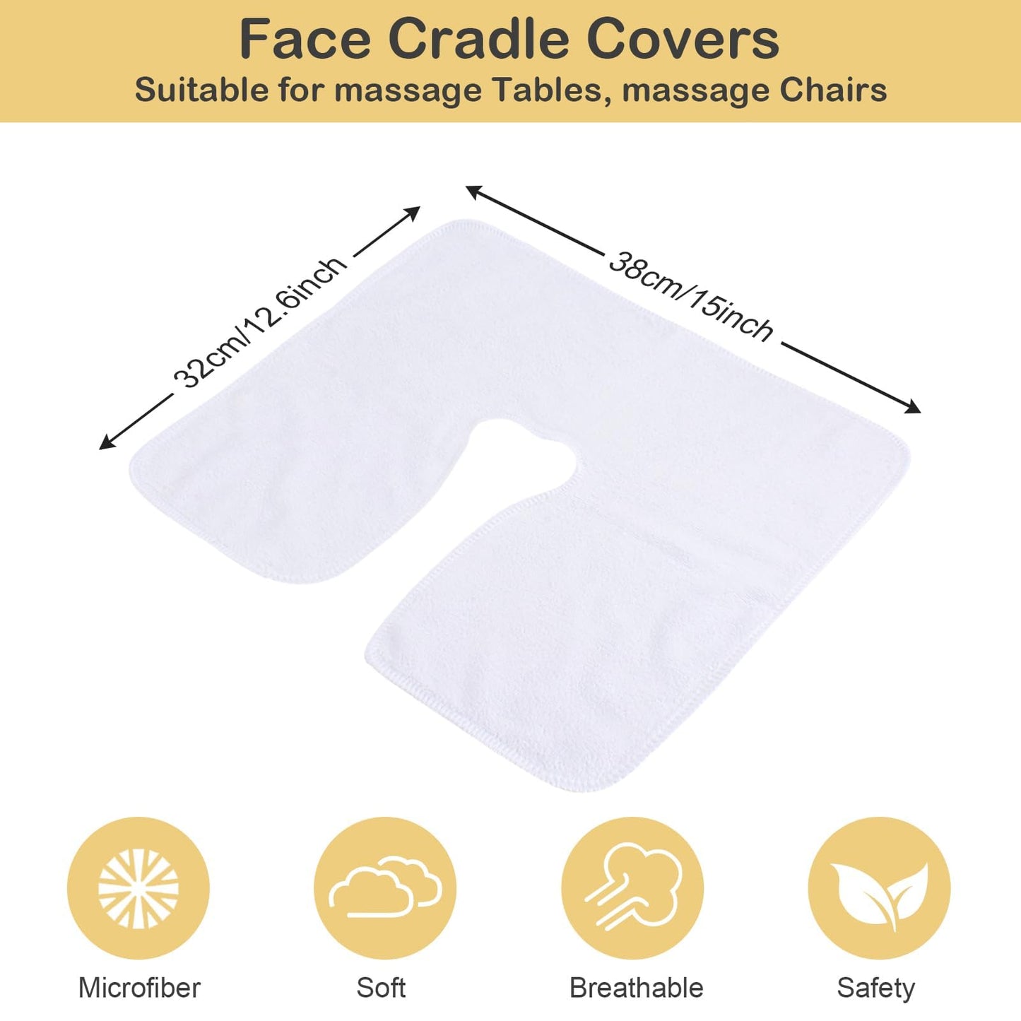 SINLAND Microfiber Face Cradle Covers Large Size Soft and Reusable Non-Stick Massage Headrest Cover Suitable for Any Massage Tables & Massage Chair