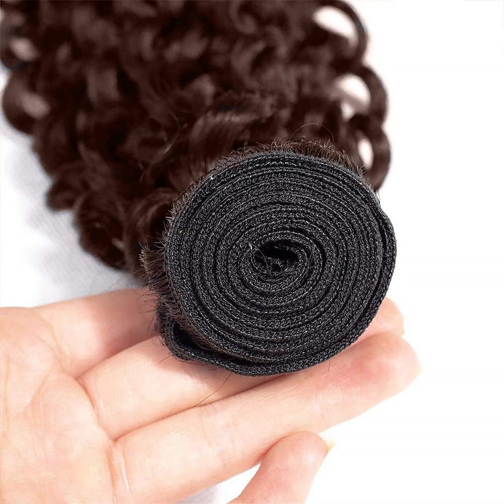 Human Hair Bundles Deep Wave 24 Inch Single Bundle #4 Chocolate Brown Human Hair Unprocessed Native Virgin Hair 100g Total 1 Extension Wet and Wavy Human Hair Extensions for Black Women
