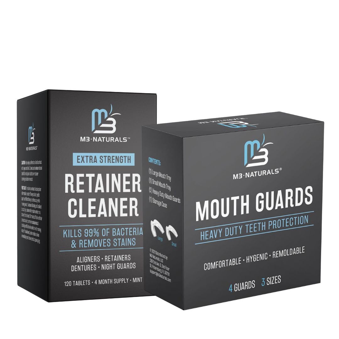 Retainer Cleaner Tablets 120 and Mouth Guard Bundle by M3