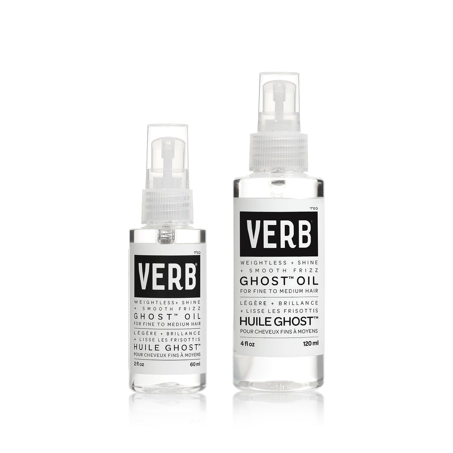 VERB Ghost Oil 2 pack: 2 fl oz + 4 fl oz - Weightless Hair Oil for Fine to Medium Hair – Smooths Frizz, Adds Shine – No Parabens, Gluten or Harmful Sulfates