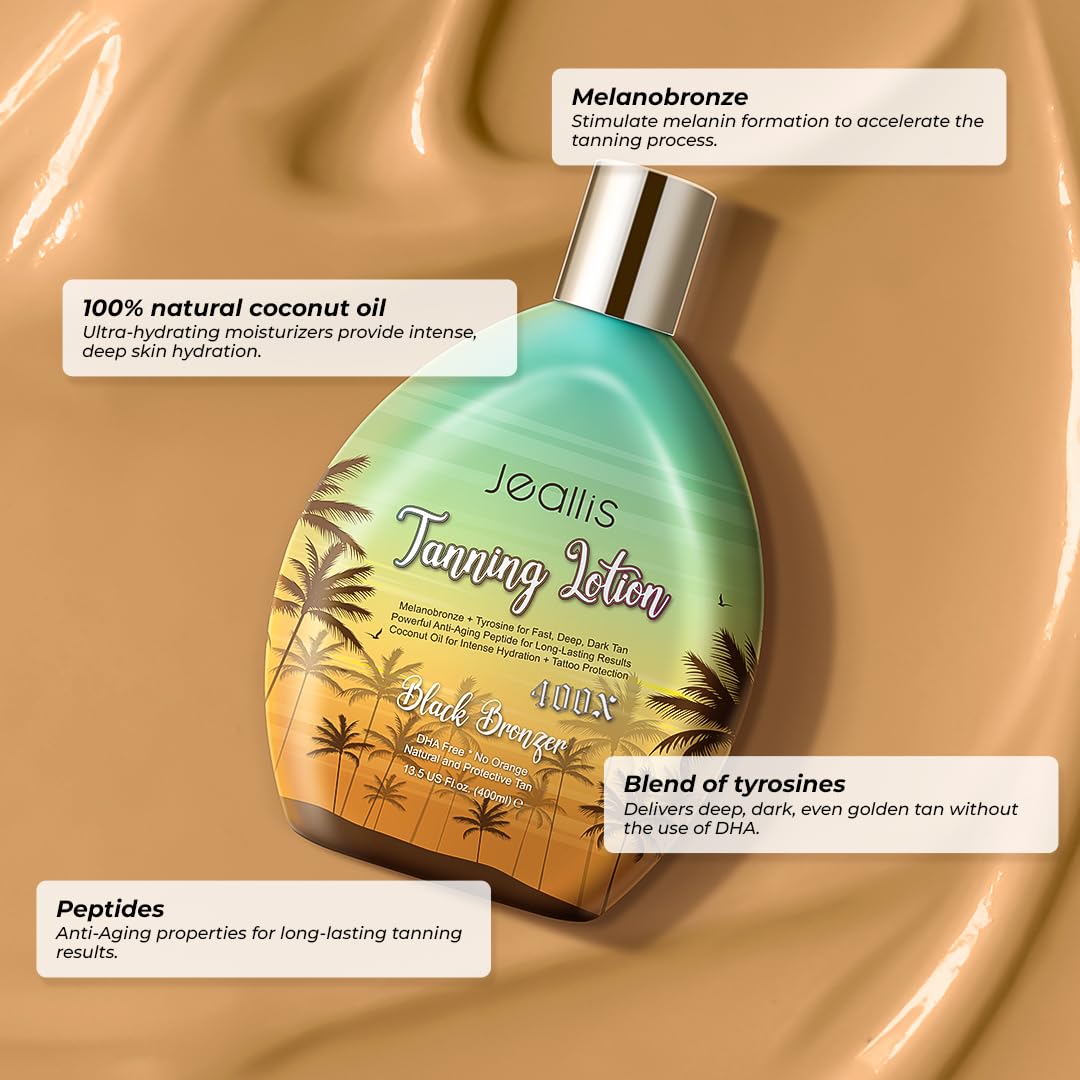 Extreme Dark Tanning Lotion - Indoor & Outdoor Bronzer with Tattoo Protection | DHA Free, 13.5oz