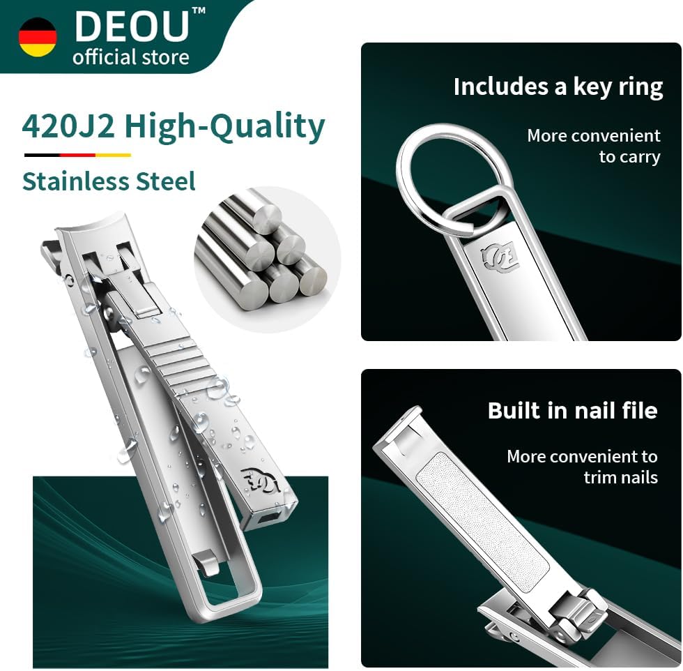 Folding Ultra-Thin Nail Clippers - Mini Stainless Steel Manicure Tool | Portable Travel Size with Leather Case