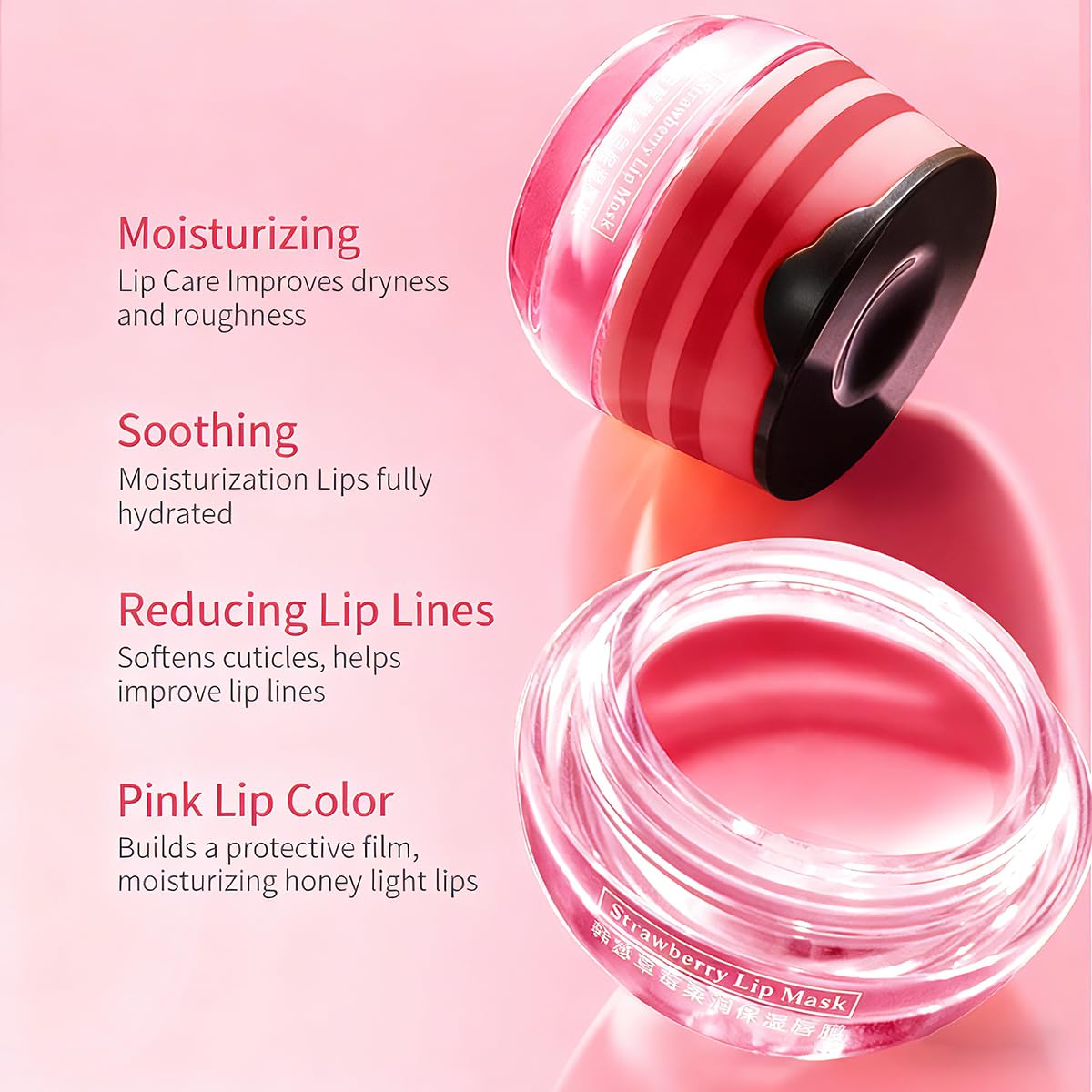 Sleeping Lip Mask, Long-Lasting Nourish & Hydrate Lip Balm, Lip Skin Care, Hydrating Moisturizing Lip Night Sleep Care Lip Anti-chapped Lip Cream (2Pcs Honey & 2Pcs Strawberry)