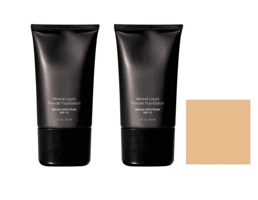 Beauty Deals Mineral Liquid Powder Foundation Broad Spectrum SPF 15 Pack of 2 (Tender Beige)