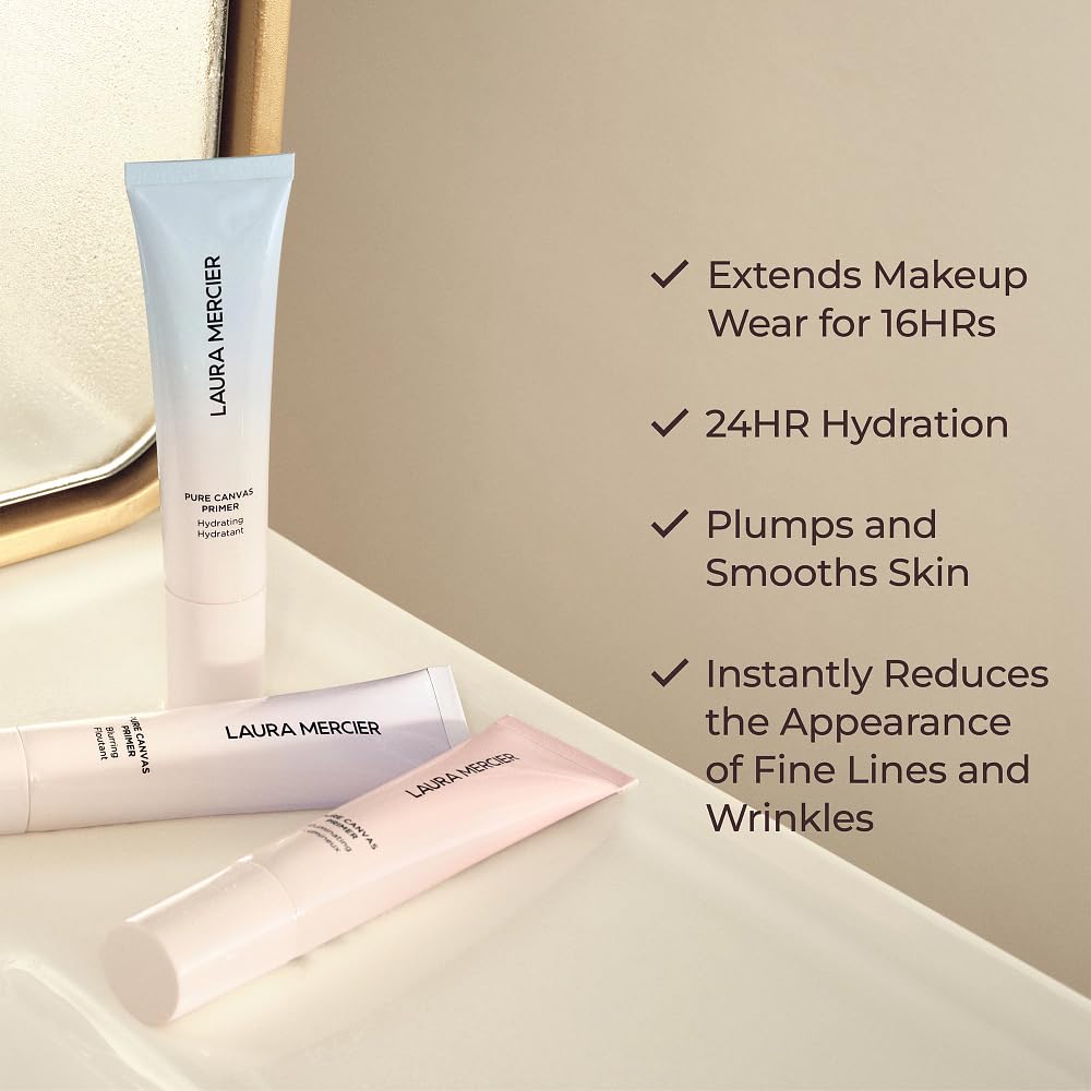 Laura Mercier Pure Canvas Primer Hydrating, Improves and Extends Wear of Makeup, Natural Finish, Visibly Plumps Skin, Improves the Look of Fine Lines + Wrinkles, Travel Size