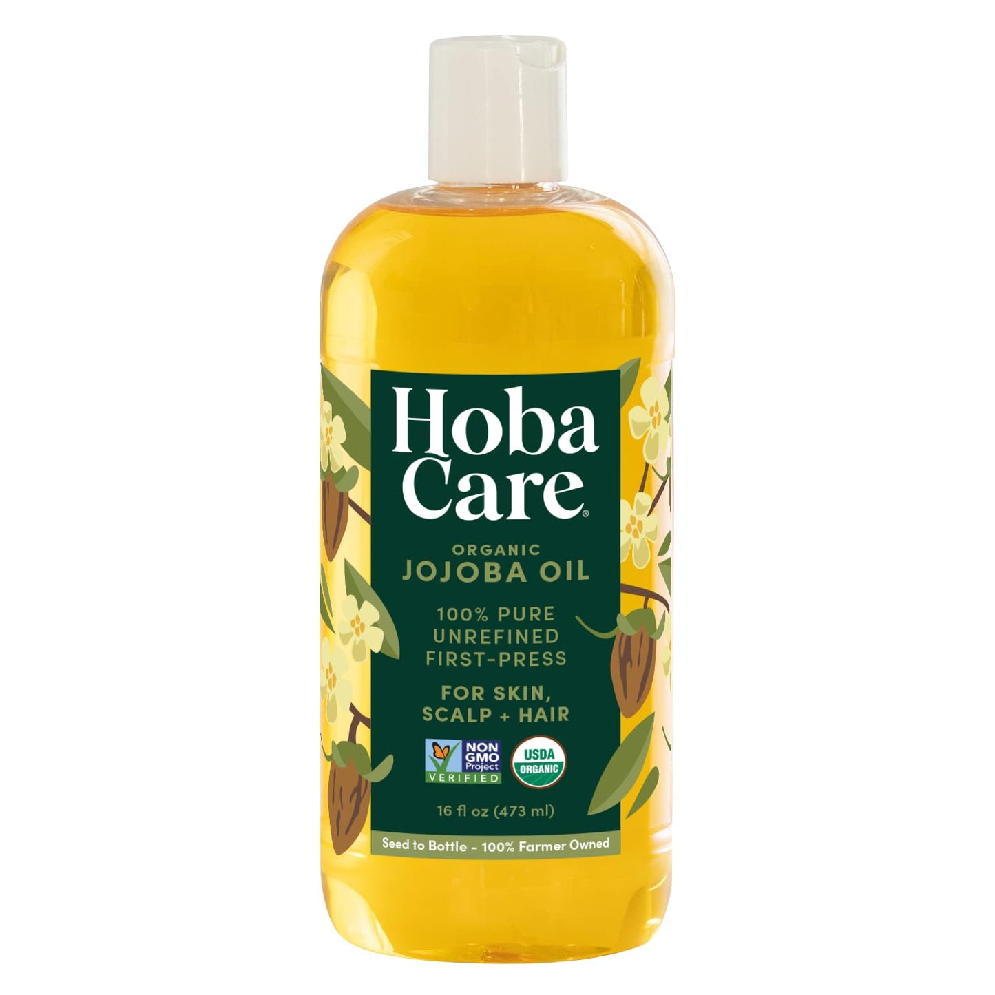Organic Jojoba Oil - 100% Pure, Unrefined Carrier Oil for Hair, Skin & Beard Care | 16 oz