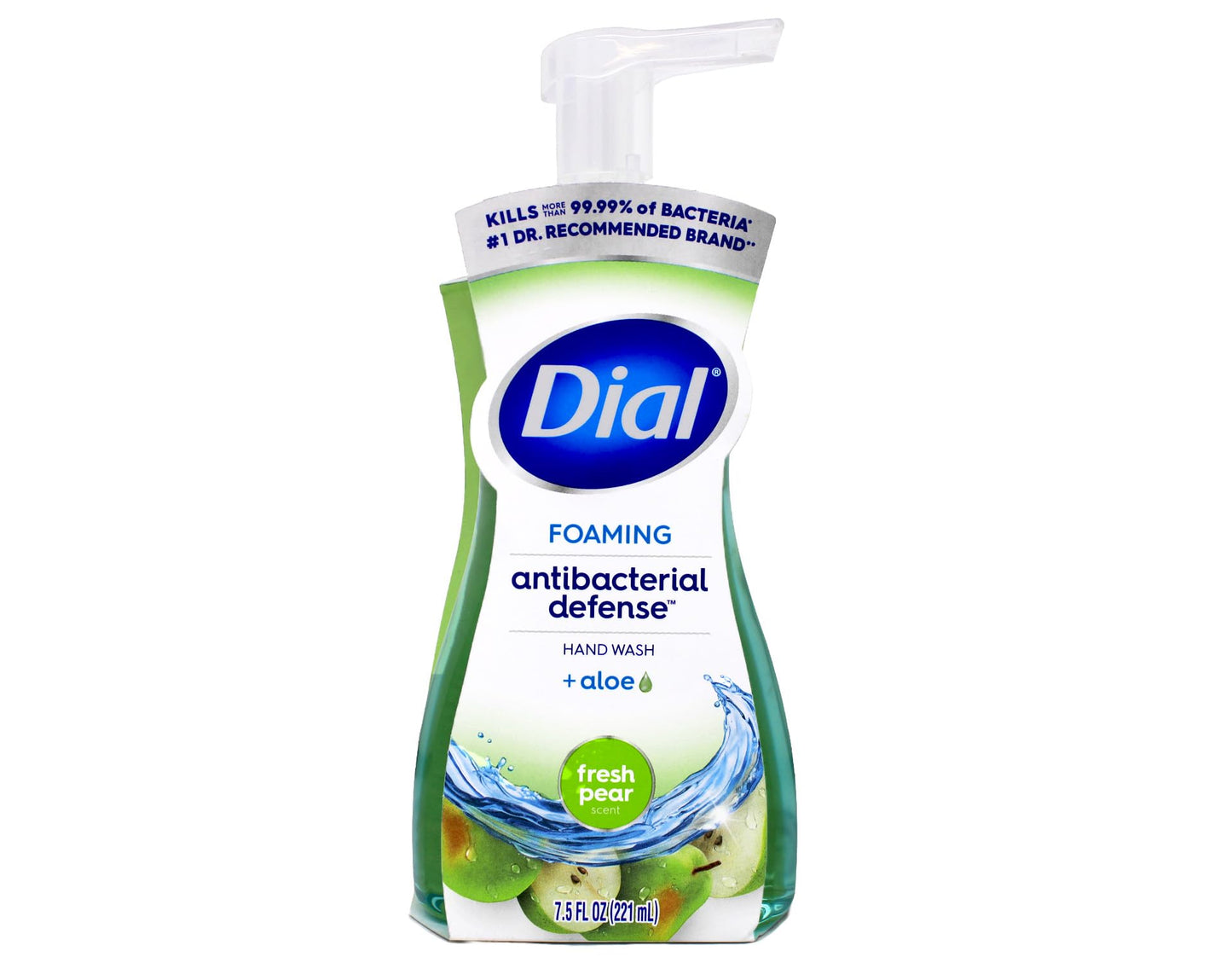 Dial Foaming Antibacterial Defense Hand Wash Fresh Pear Scent With Aloe Pump Bottle 7.5 fl oz (Pack of 3)