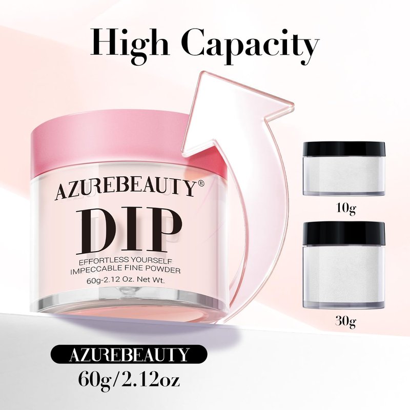AzureBeauty Translucent Dip Powder - Jelly Baby Pink Color 2Oz/56g, Sheer Rose Pink Neutral Semi-transparent Clear Dipping Powder Crystal French Nail Art Starter Manicure Salon DIY Home Gift