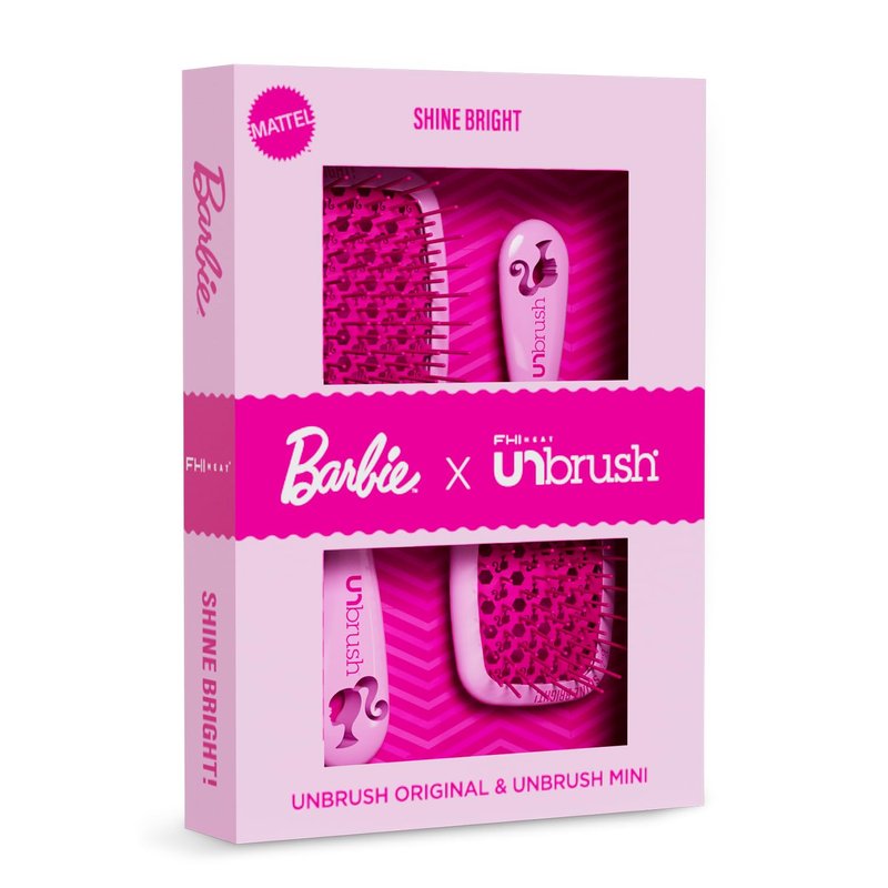 UNbrush Barbie Detangling Brush Duo - Shine Bright - Pink