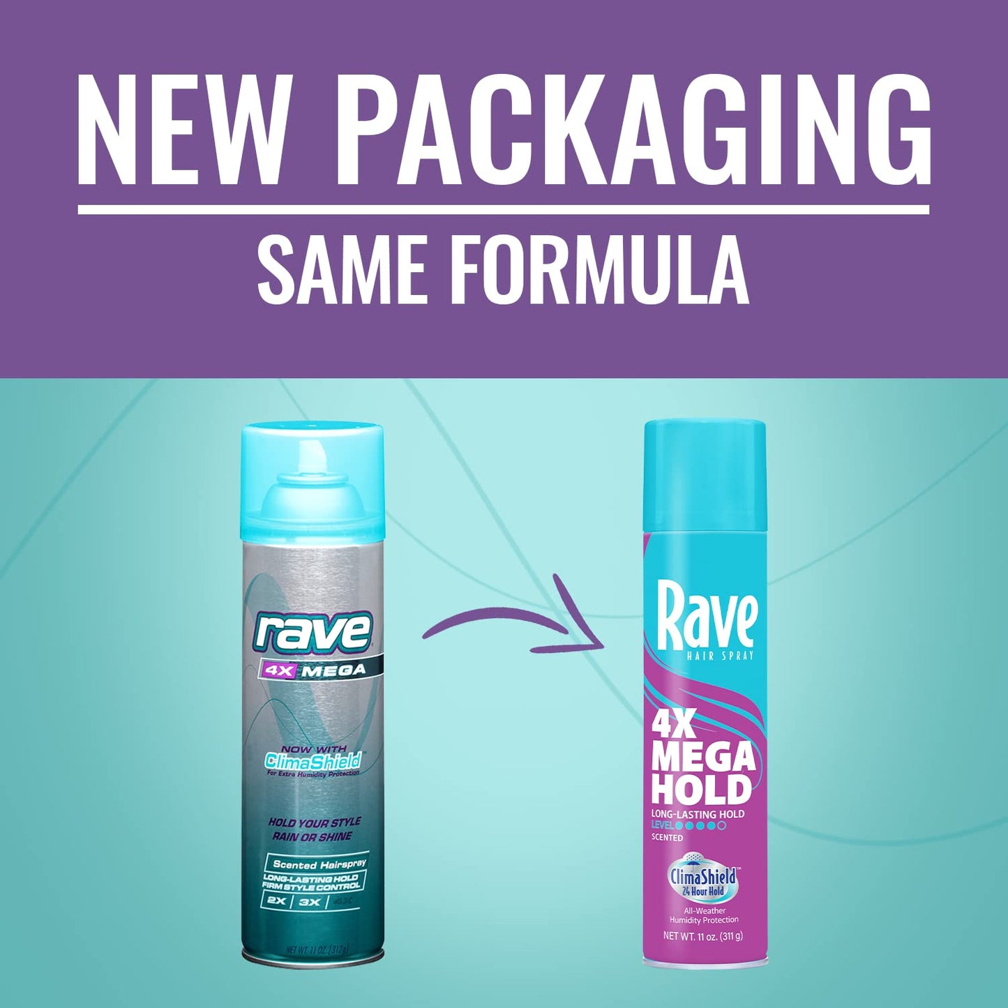 Rave 4X Mega Long-Lasting Firm Hold Scented Hair Spray for Heat Protection, Volume and Shine - ClimaShield for Extra Humidity & Minimizes Frizz