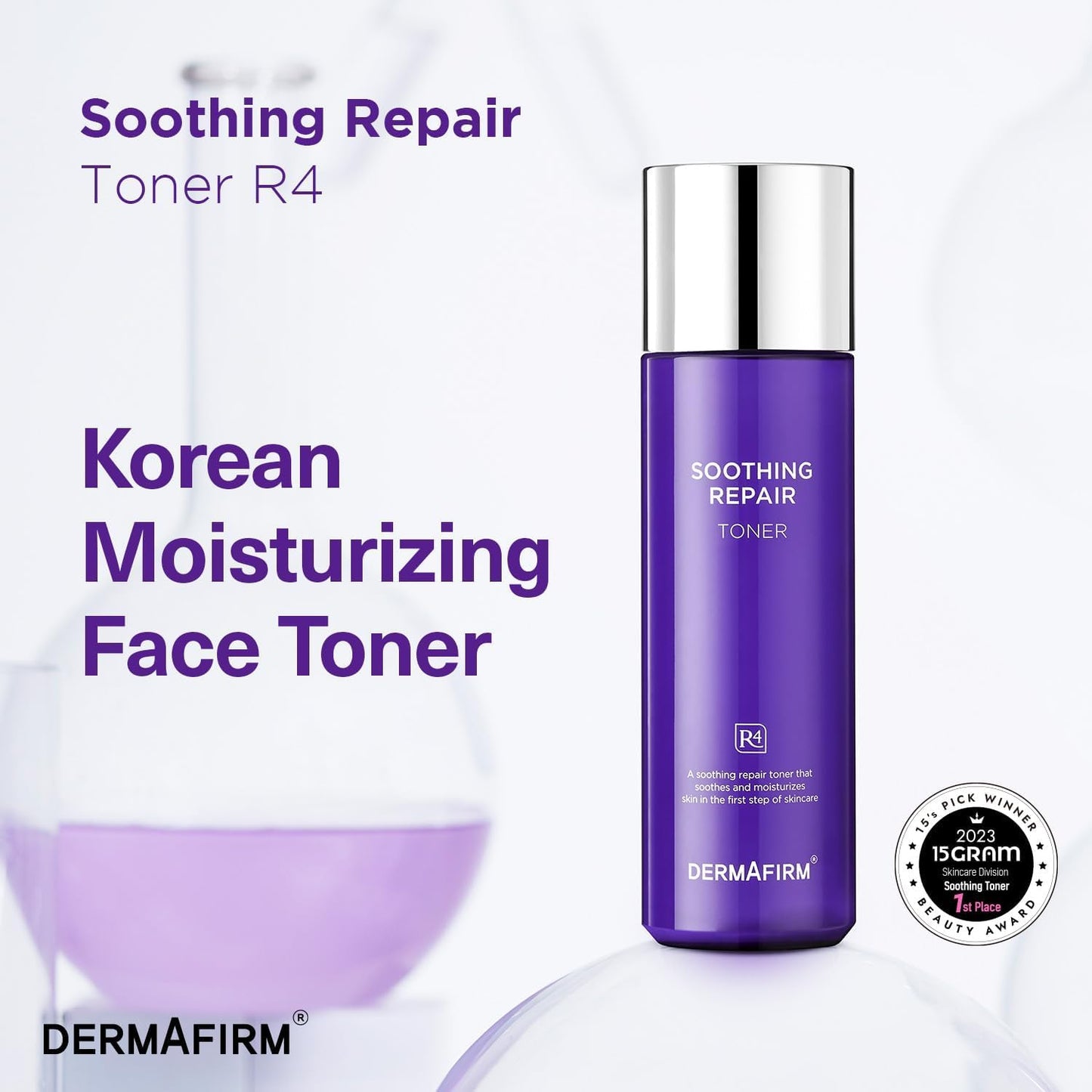 DERMAFIRM Soothing Repair Face Toner R4 | Hydrating Moisturizing & Soothing Toner for Skin Troubles w/Eucalyptus, Peptide & Collagen | Gentle for All Skin Types No Animal Trials No Paraben 6.76 fl oz