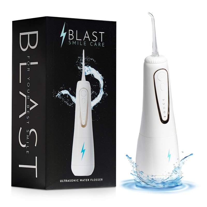 Blast Smile Care Cordless Water Flosser with 360° Rotating Tip for Easy Reach - Water Dental Flosser for Braces & Dental Care - Electric Water Flosser with USB Charger, Ideal for Travel & Everyday Use