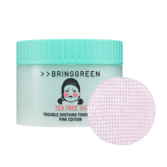 BRING GREEN Tea Tree Cica Soothing Toner Pads 90 Count, Exfoliating & Calming Facial Pads for Acne Prone Skin