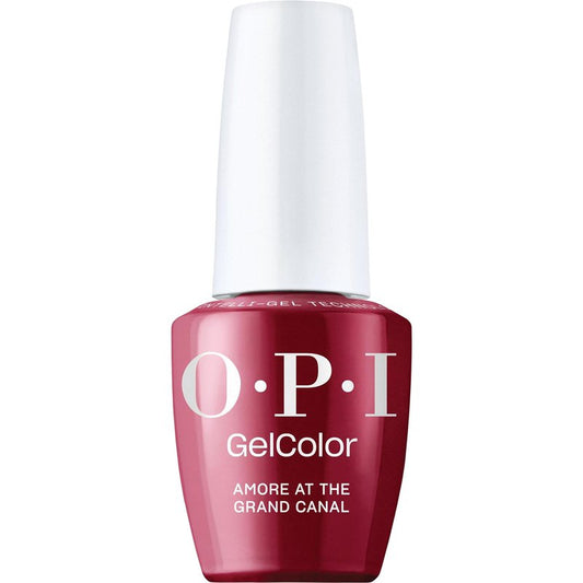OPI GelColor Amore at the Grand Canal | Opaque Deep Warm Red Crème LED Cure Gel Nail Polish | Salon-Quality Shine, Long-Lasting Wear | Vegan & HEMA Free | 0.5 Fl Oz