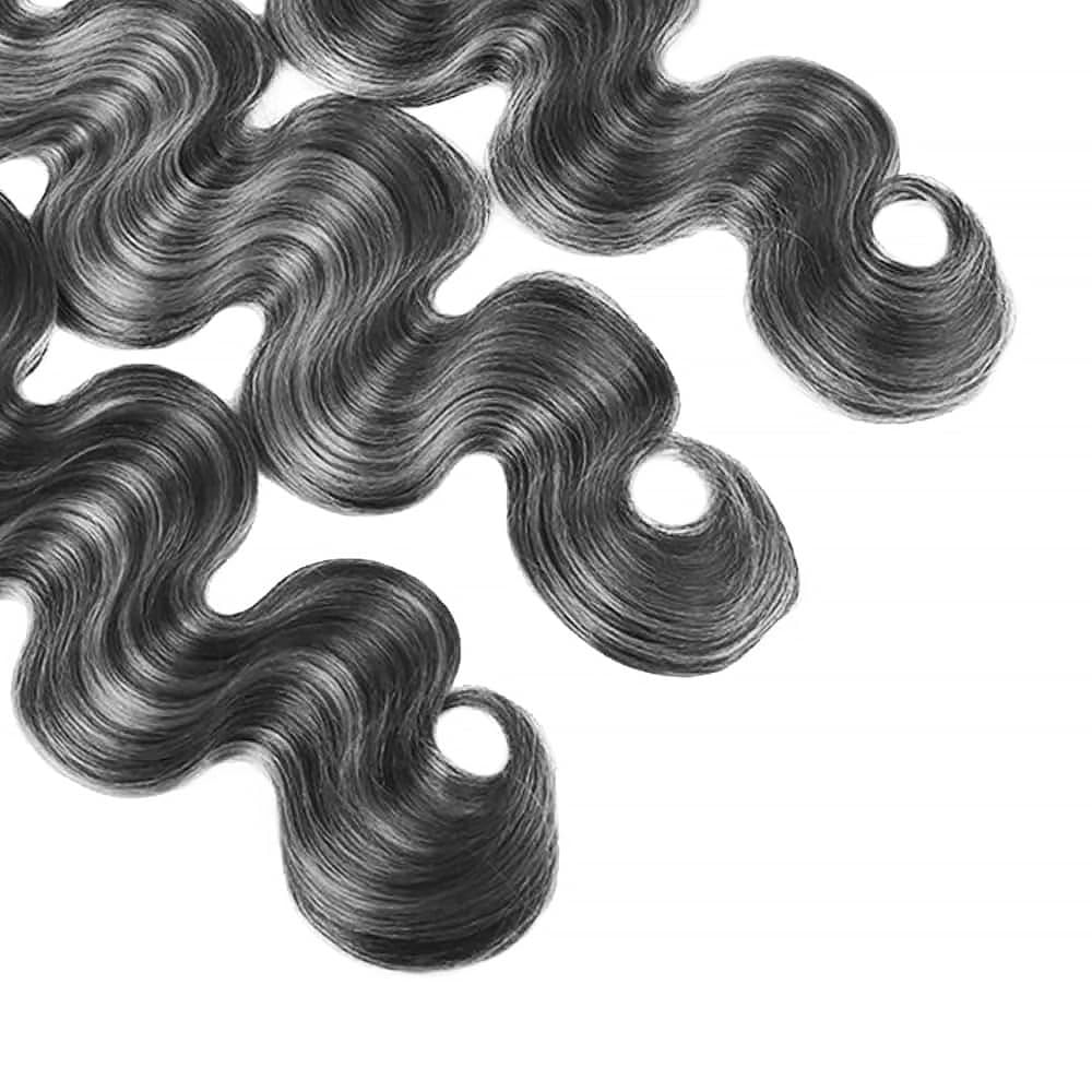 Bafamiya Highlight Grey Human Hair Bundles Body Wave 14 16 18 Inch P1B/Grey Bundles Human Hair 3 Bundle 300g Total Unprocessed Brazilian Virgin Hair for Black Women