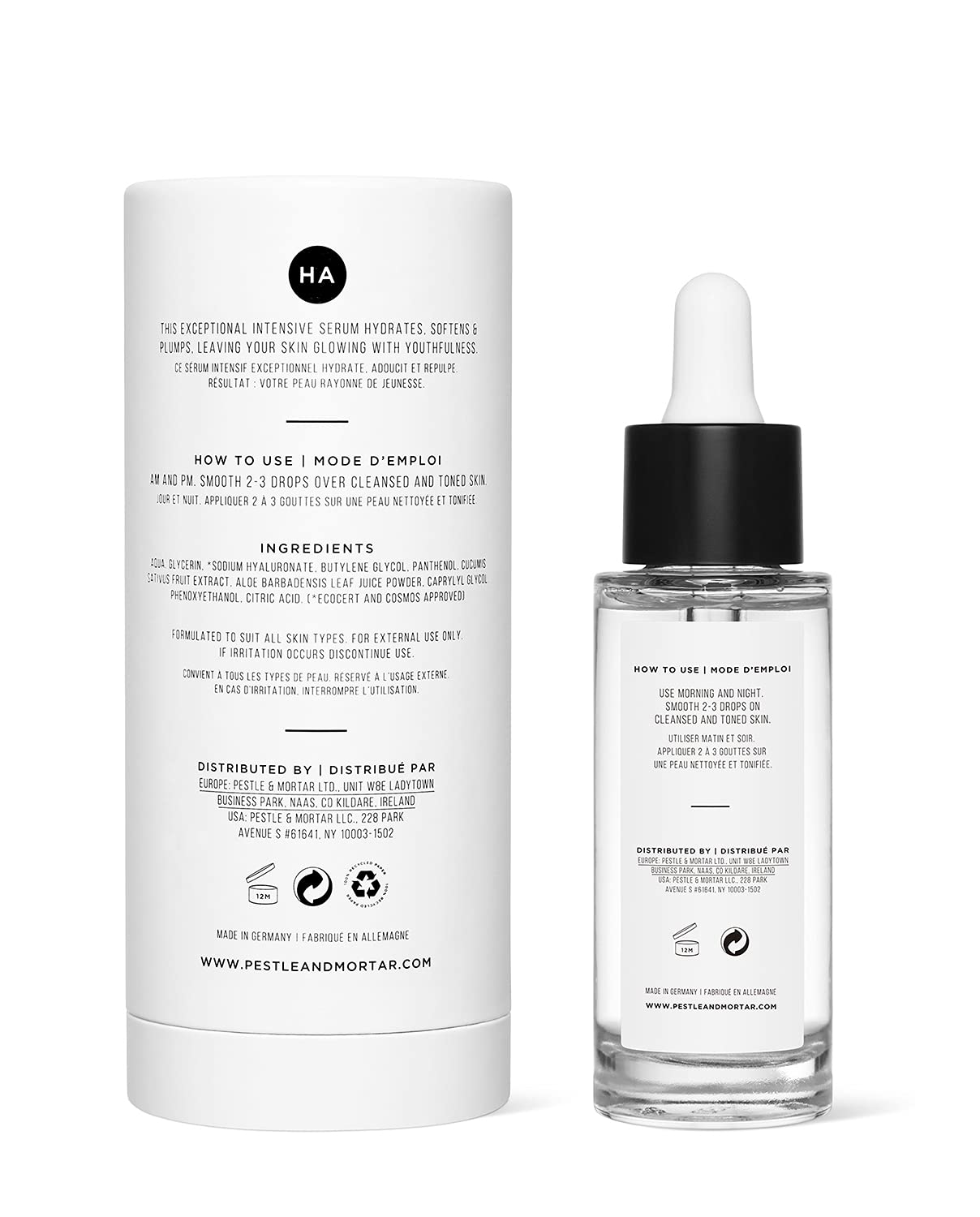 Pestle & Mortar 2% Pure Hyaluronic Acid Serum for Face, with Vitamin B5, Anti-Ageing, Hydrating Facial Moisturizer – Deep Hydration and Fragrance Free 30ml/1 oz