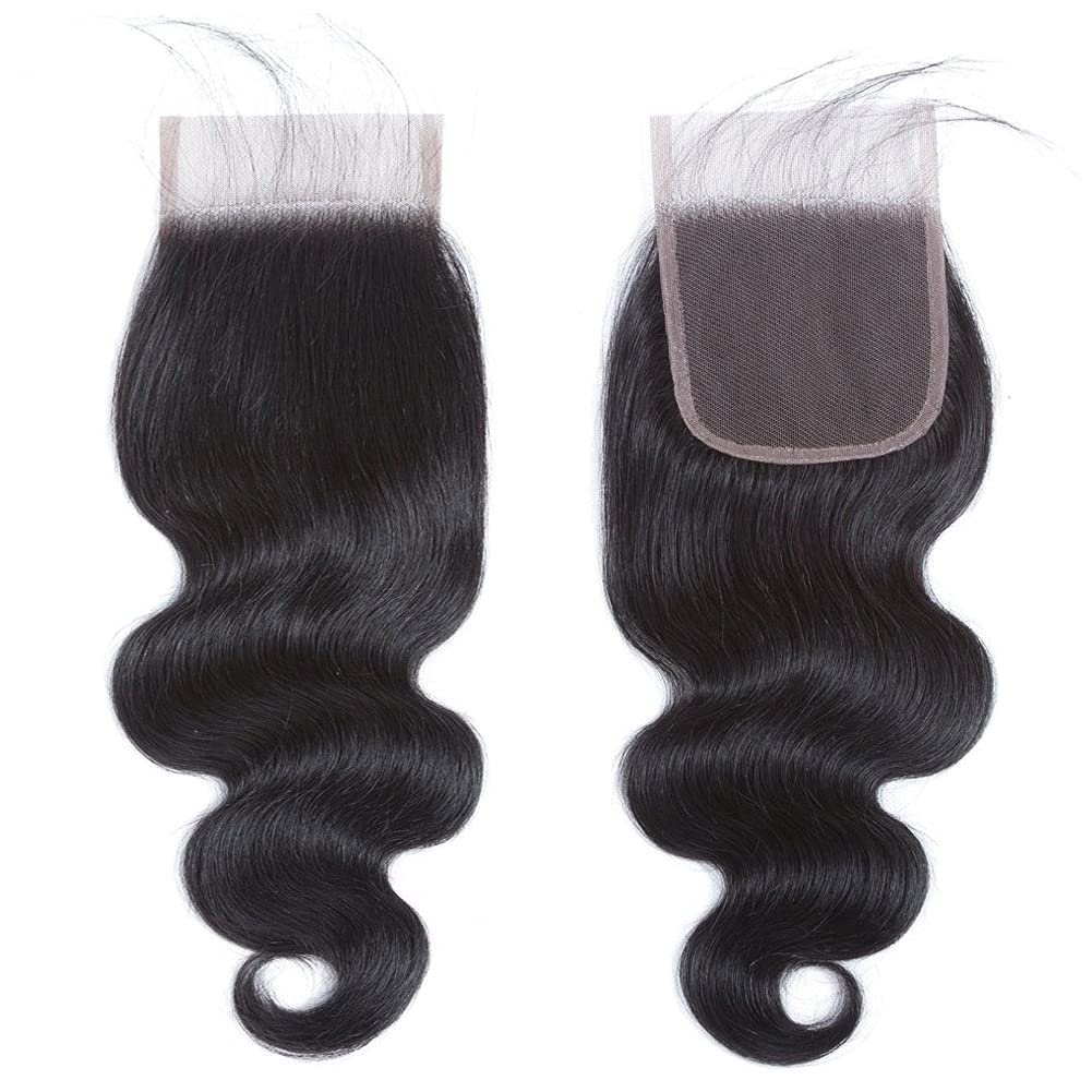 NC Body Wave Lace Closure 4x4 Free Part Closure Human Hair Brazilian Virgin 100 Unprocessed Human Hair Lace Closure Natural Color with Baby Hair(22)