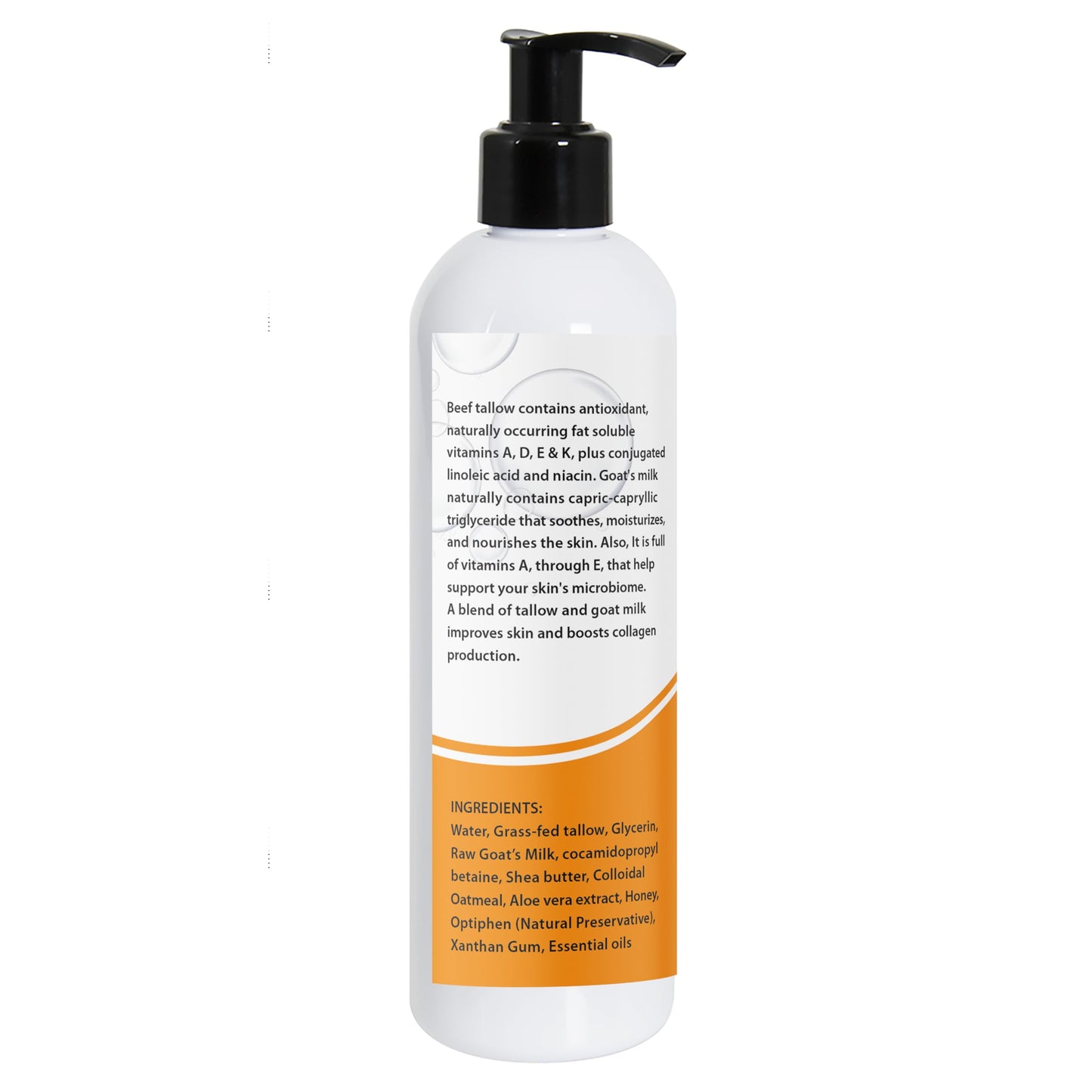 AJOMED COSMETICS Tallow & Goat Milk Body Wash, handmede body soap Moisturizing and Cleansing for All Skin Types 12 oz (Regular)