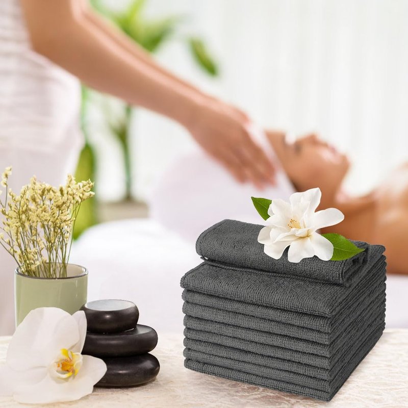 Washcloths Bulk - 100 Pack Microfiber Face Towels | Soft, Fast-Drying Cleansing Cloths for Bathroom, Spa, Hotel - Grey (12" x 12")