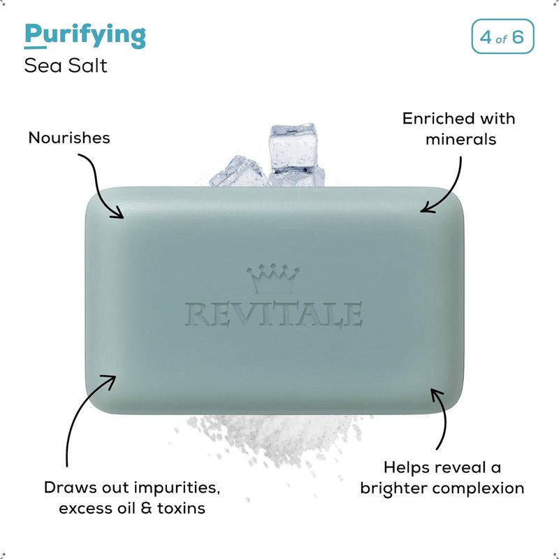 Revitalé Natural Cleansing Soap Bars Set - 6 x 100g | Daily Hand, Face & Body Wash Gift Set