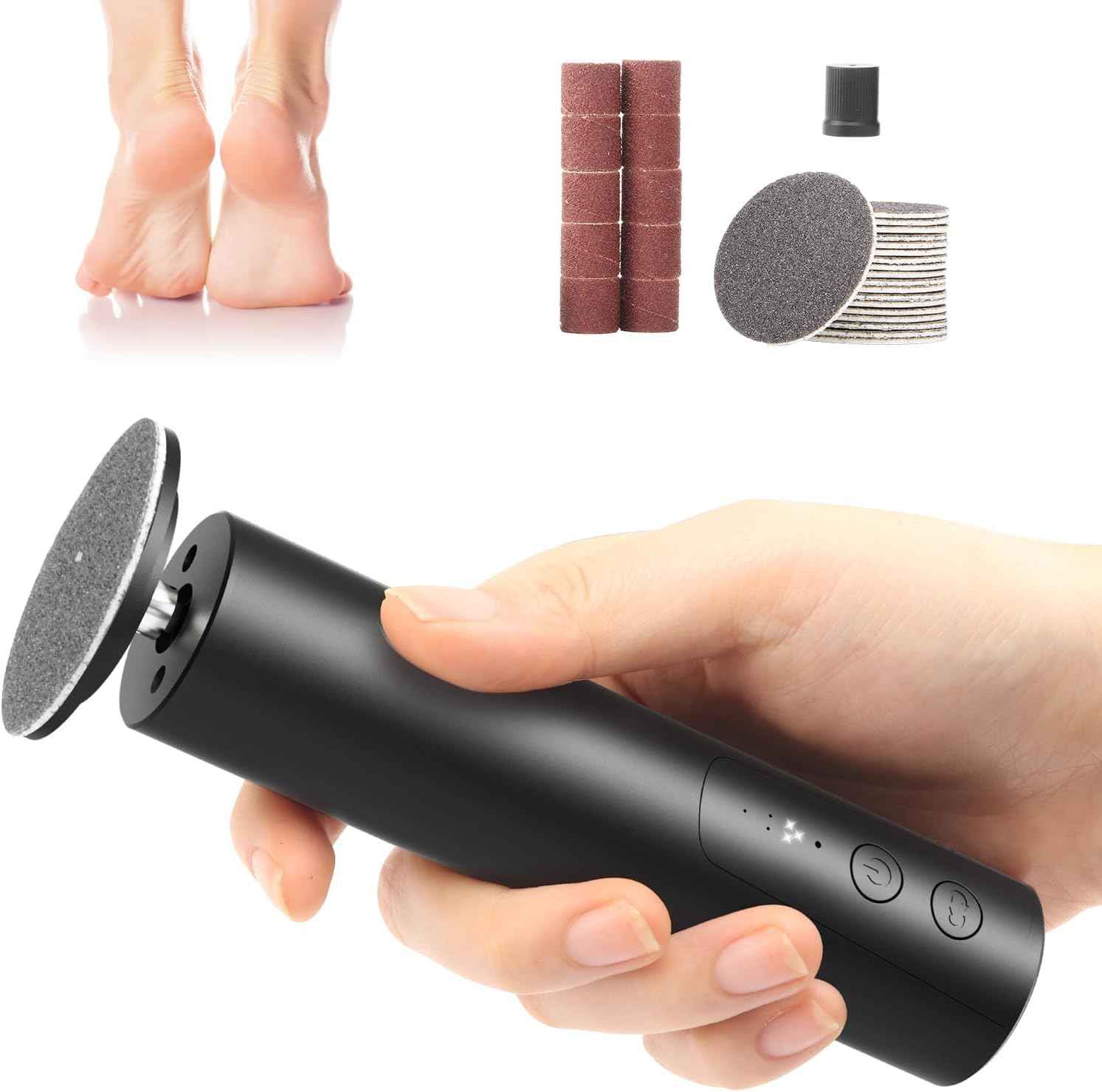 Electric Callus Remover for Feet with 120 Replacement Sandpaper Discs - Smooth Skin Solution